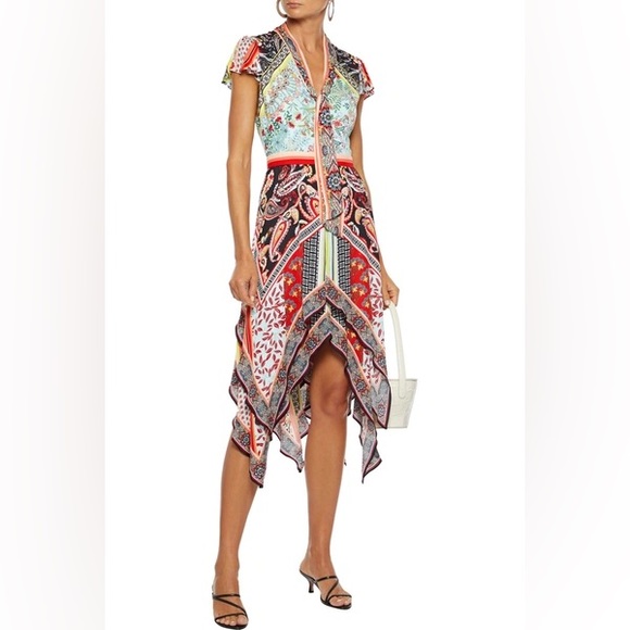 Alice + Olivia Tamara Floral & Paisley Tiered Handkerchief Sheath Dress - Picture 2 of 7